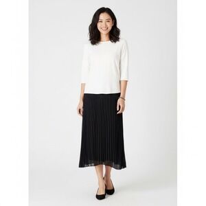 J‎ Jill Pleated Chiffon Midi Skirt Women Large Tall Long Black A Line Pull On